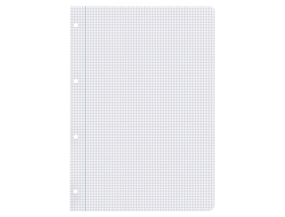 RECAMBIO LIDERPAPEL A4 100 HOJAS 100G/M2 CUADRO 4MM CON MARGEN 4 TALADROS
